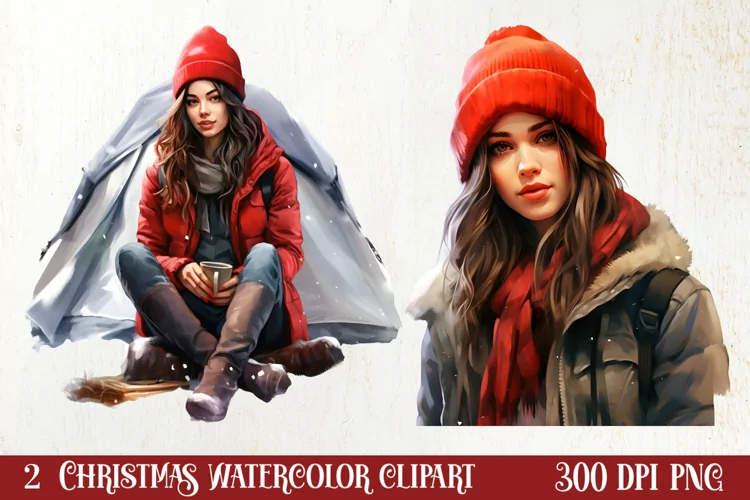 Winter Camping Sublimation Clipart, Christmas PNG