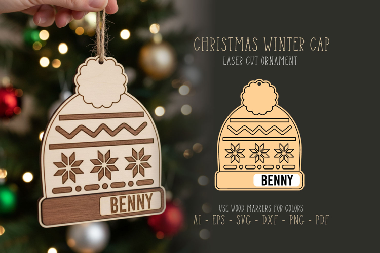 Christmas Winter Cap Laser Cut SVG, Christmas Decoration