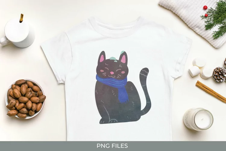 Cat Wearing Shawl Watercolor Sublimation