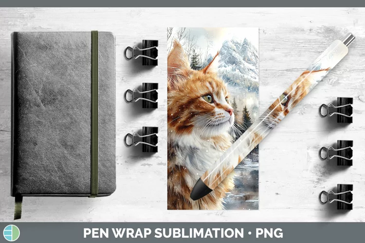 Winter Cats Angora Cat Pen Wrap Sublimation Epoxy Pen Design