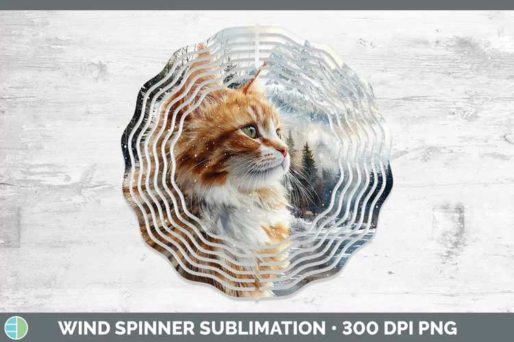 Winter Cats Angora Cat Wind Spinner Sublimation Spinner Desi