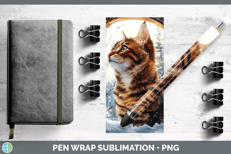 Winter Cats Bengal Cat Pen Wrap Sublimation Epoxy Pen Design