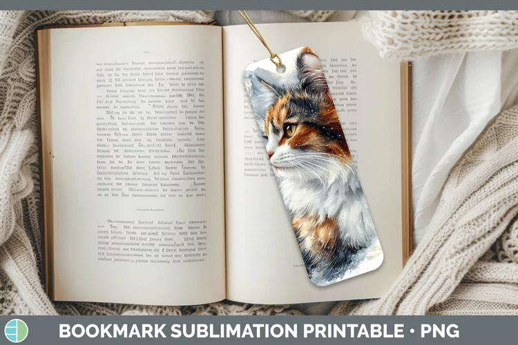 Winter Cats Calico Cat Bookmark Sublimation Printable Design