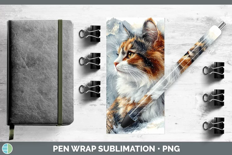 Winter Cats Calico Cat Pen Wrap Sublimation Epoxy Pen Design