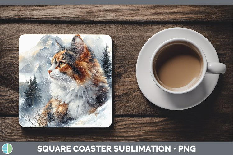 GorgeousWinter Cats Square Coaster design.
