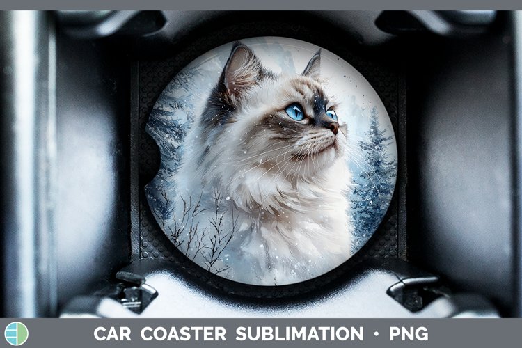 GorgeousWinter Cats Car Coaster design.