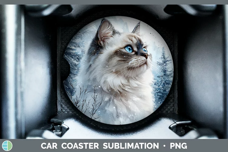 Winter Cats Himalayan Cat Car Coaster Sublimation Coaster De