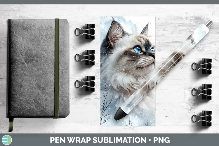 Winter Cats Himalayan Cat Pen Wrap Sublimation Epoxy Pen Des