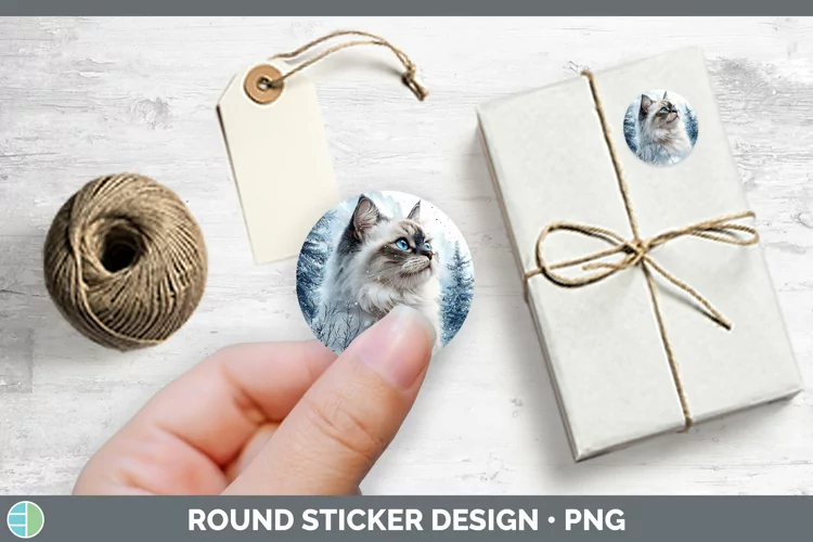 Winter Cats Himalayan Cat Stickers | Round Labels Designs