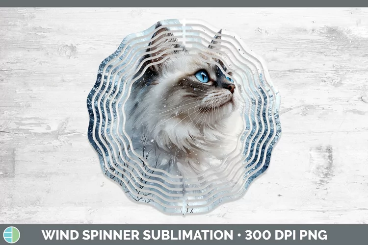 Winter Cats Himalayan Cat Wind Spinner Sublimation Spinner D