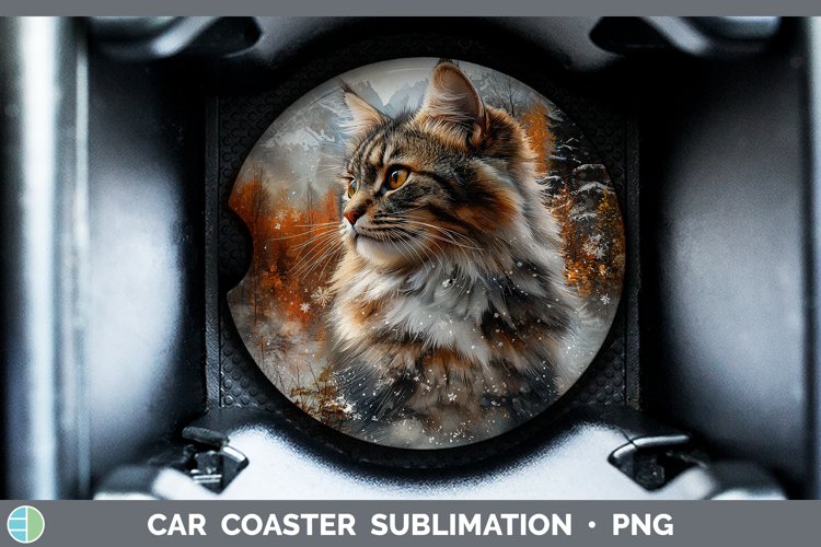 GorgeousWinter Cats Car Coaster design.