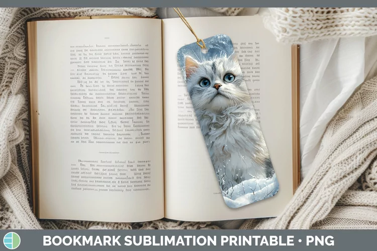 Winter Cats Persian Cat Bookmark Sublimation Printable Desig