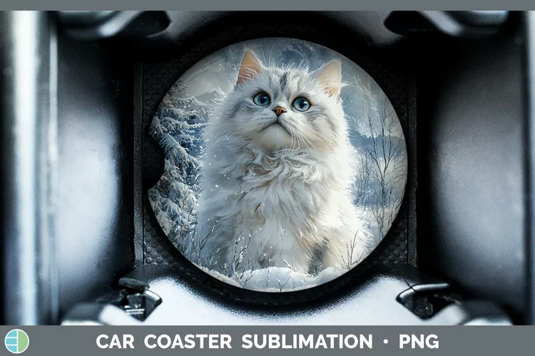 Winter Cats Persian Cat Car Coaster Sublimation Coaster Desi