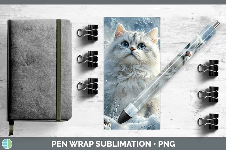 Winter Cats Persian Cat Pen Wrap Sublimation Epoxy Pen Desig