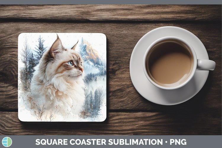 GorgeousWinter Cats Square Coaster design.
