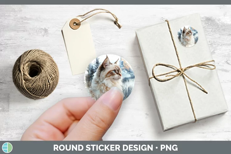 Winter Cats Ragdoll Cat Stickers | Round Labels Designs