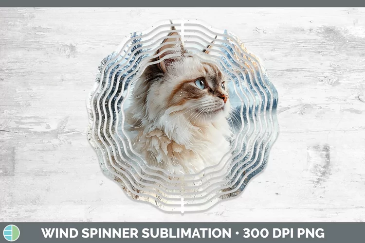 Winter Cats Ragdoll Cat Wind Spinner Sublimation Spinner Des