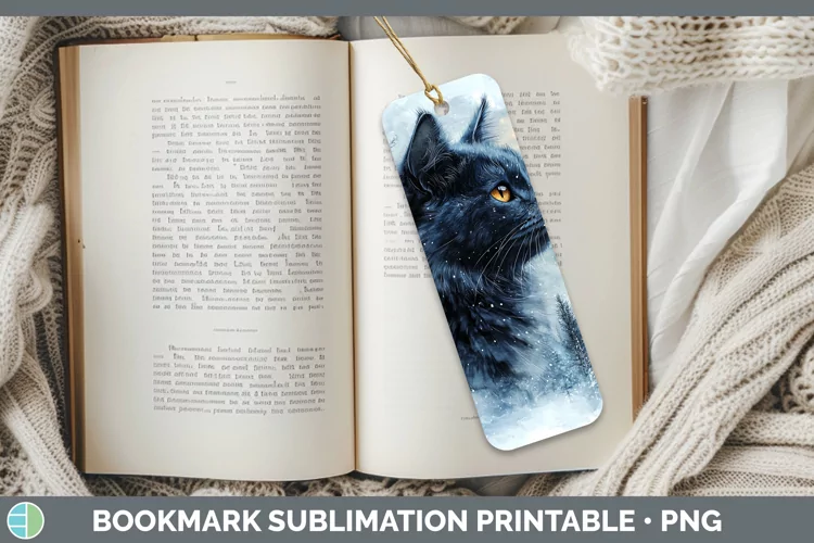 Winter Cats Russian Blue Cat Bookmark Sublimation Printable