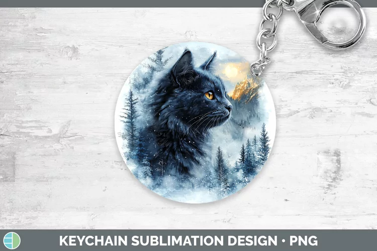 Winter Cats Russian Blue Cat Keychain Sublimation Keyring De
