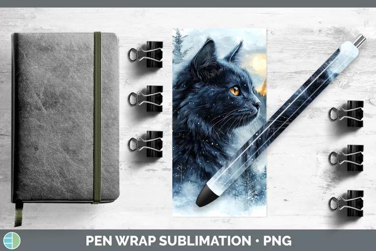 Winter Cats Russian Blue Cat Pen Wrap Sublimation Epoxy Pen