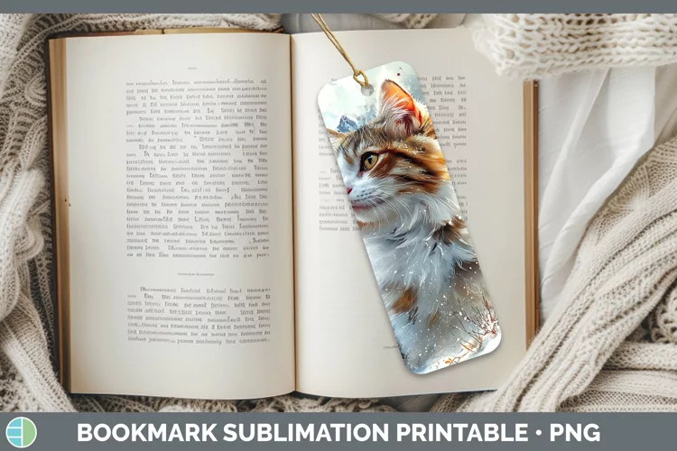 Winter Cats Siberian Cat Bookmark Sublimation Printable Desi