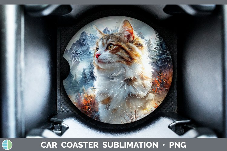 GorgeousWinter Cats Car Coaster design.