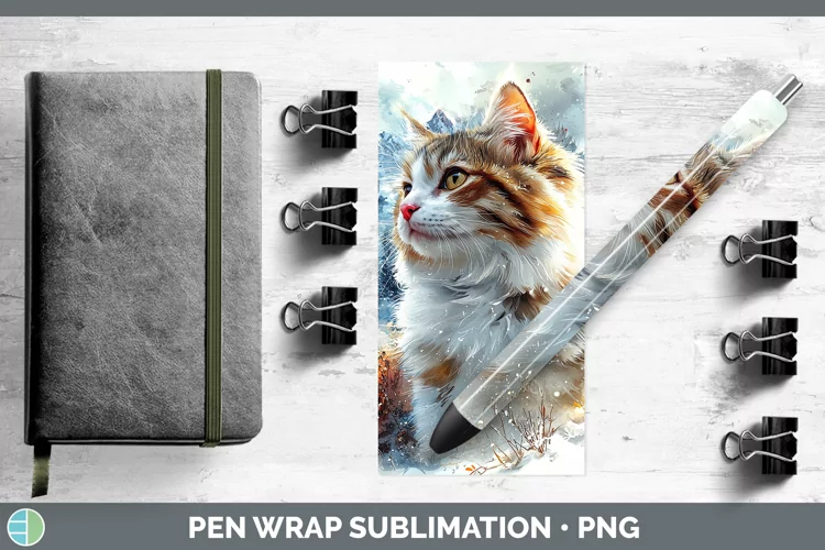 Winter Cats Siberian Cat Pen Wrap Sublimation Epoxy Pen Desi