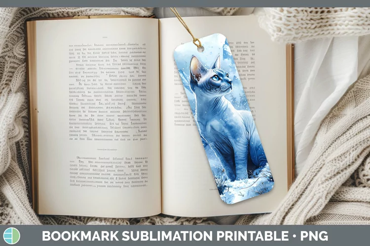 Winter Cats Sphynx Cat Bookmark Sublimation Printable Design