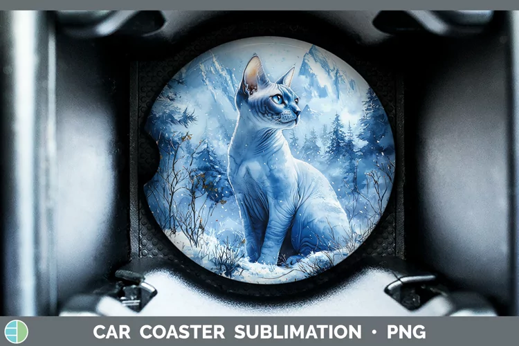 Winter Cats Sphynx Cat Car Coaster Sublimation Coaster Desig