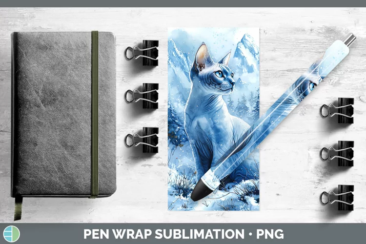 Winter Cats Sphynx Cat Pen Wrap Sublimation Epoxy Pen Design
