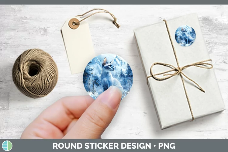 Winter Cats Sphynx Cat Stickers | Round Labels Designs