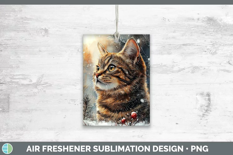 Winter Cats Tabby Cat Air Freshener Sublimation Car Freshene