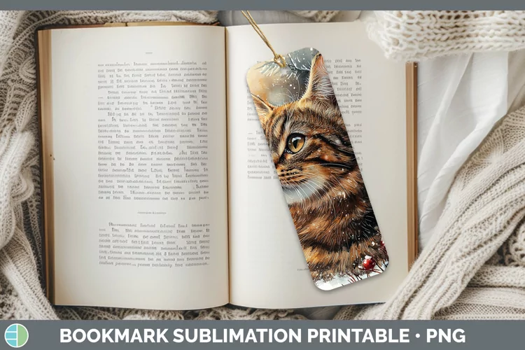 Winter Cats Tabby Cat Bookmark Sublimation Printable Designs