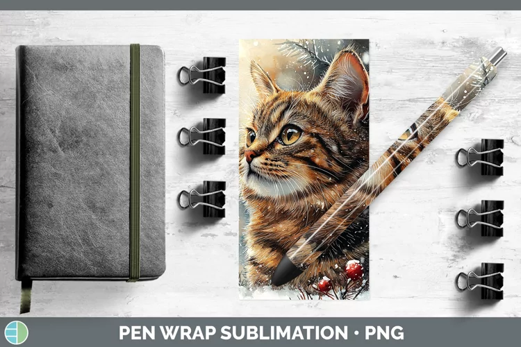 Winter Cats Tabby Cat Pen Wrap Sublimation Epoxy Pen Designs