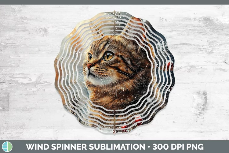 Winter Cats Tabby Cat Wind Spinner Sublimation Spinner Desig