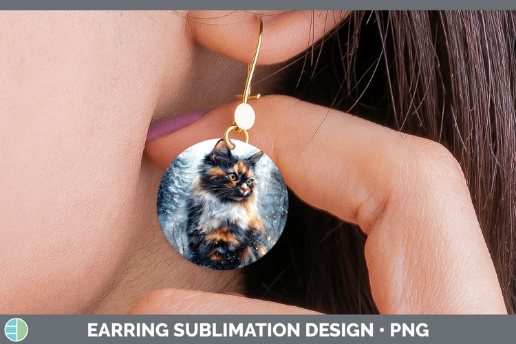 GorgeousWinter Cats Round Earrings design.
