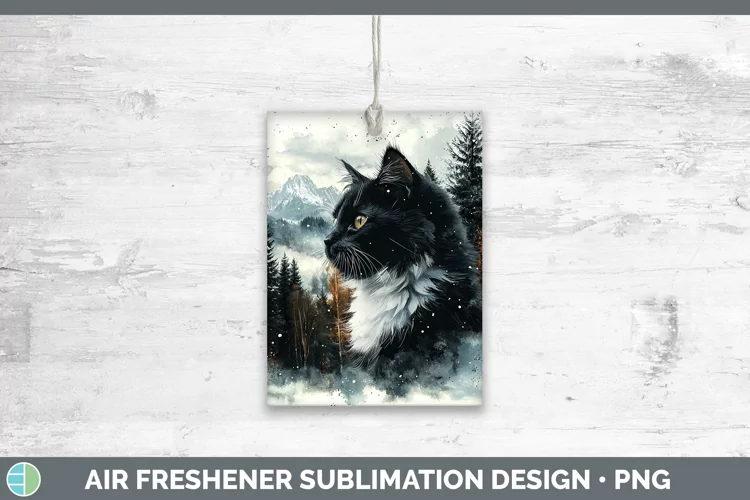 Winter Cats Tuxedo Cat Air Freshener Sublimation Car Freshen