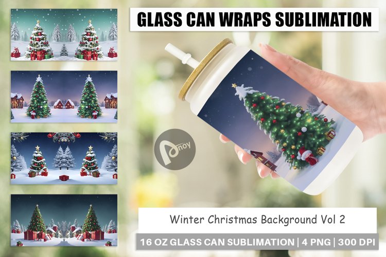 Glass Can Wraps Winter Christmas