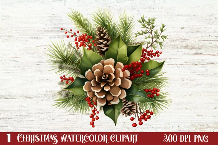 Winter Christmas Greenery Clipart, Christmas Greenery Clipar
