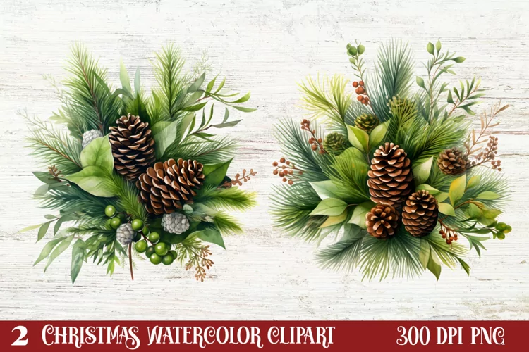 Winter Christmas Greenery Clipart, Christmas Greenery Clipar