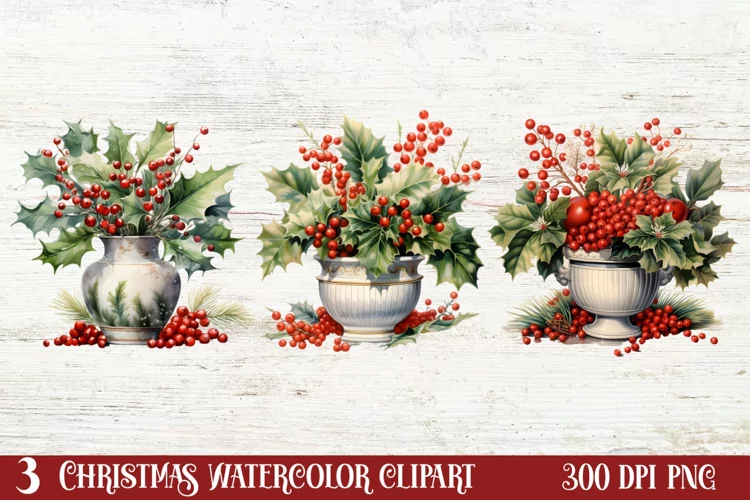 Winter Christmas Greenery Clipart, Christmas Greenery Clipar