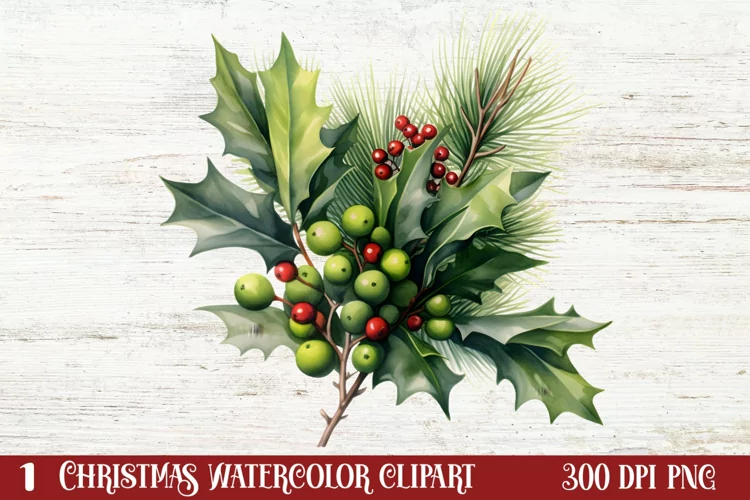 Winter Christmas Greenery Clipart, Christmas Greenery Clipar