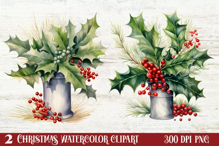 Winter Christmas Greenery Clipart, Christmas Greenery Clipar