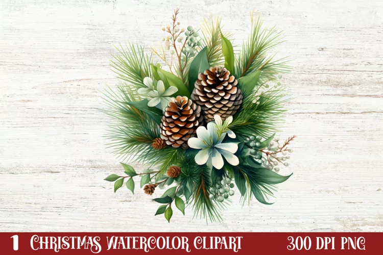 Winter Christmas Greenery Clipart, Christmas Greenery Clipar
