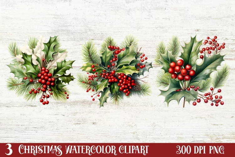 Winter Christmas Greenery Clipart, Christmas Greenery Clipar