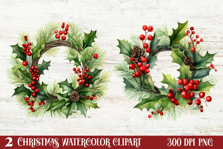 Winter Christmas Greenery Clipart, Christmas Greenery Clipar