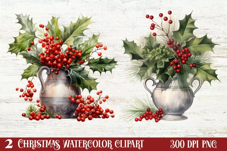 Winter Christmas Greenery Clipart, Christmas Greenery Clipar