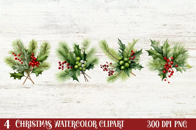 Winter Christmas Greenery Clipart, Christmas Greenery Clipar