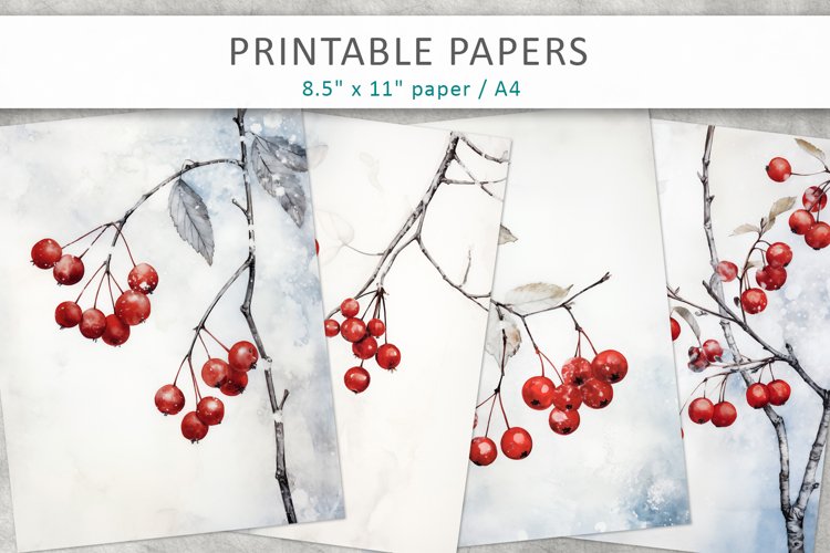 Berry Red Branch Junk Journal, printable sheet