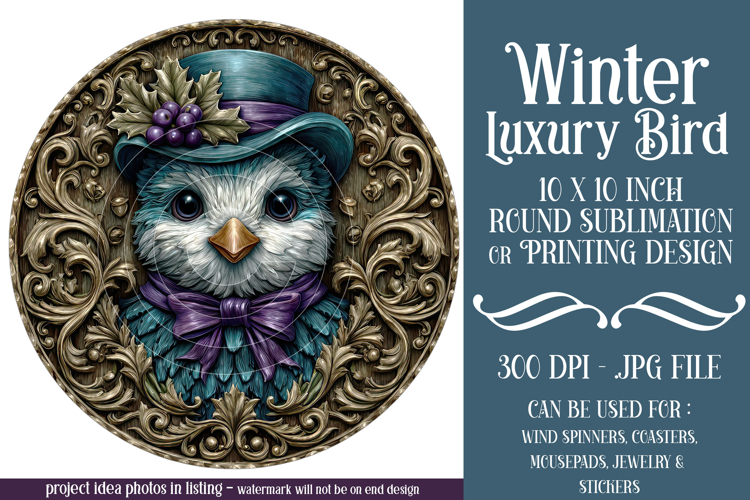 Winter Wind Spinner, Fancy Luxury Dressed Bird Round, r2